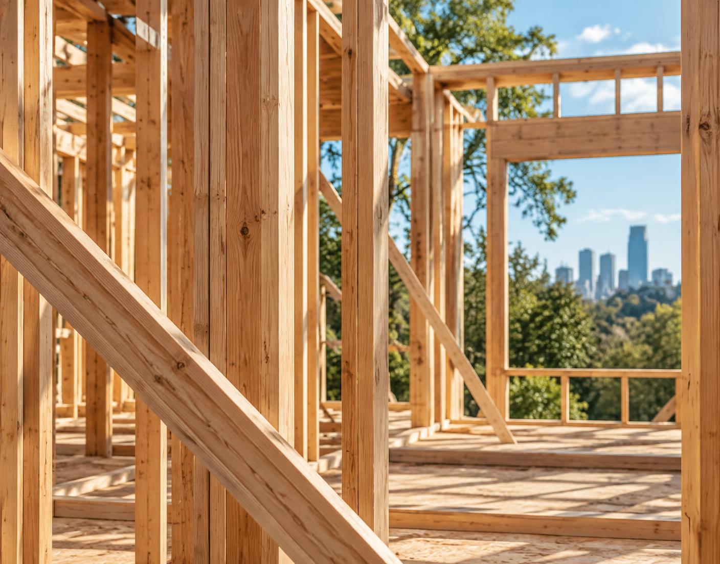 Precision timber framing under construction